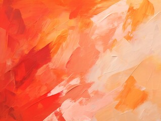 abstract painting of bright orange and red color brush strokes