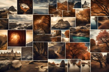 collage of photos of the sea - obrazy, fototapety, plakaty