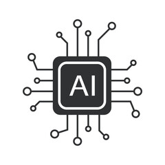 AI Processor vector icon for websites and mobile minimalist flat design. Mobile AI CPU. 