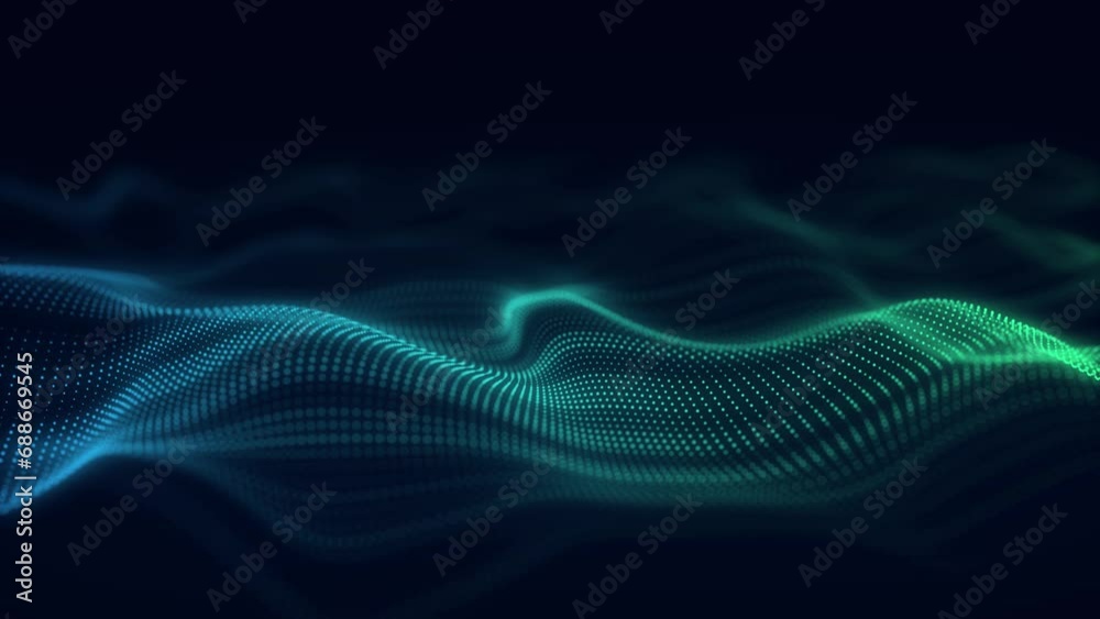 Aufkleber dynamic blue wave of particles. abstract futuristic background. big data visualization. 3d rendering
