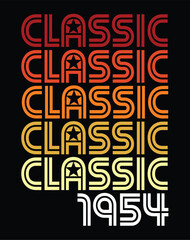 70th Birthday vector illustration for shirt and birthday gift for her and for him. 80s retro style born in 1954 graphic.