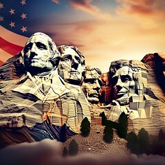 Presidents Day Mount Rushmore Background Design - obrazy, fototapety, plakaty