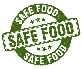 safe food stamp. safe food label. round grunge sign