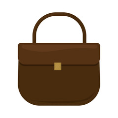 Brown fashionable women handbag. Vector illustration
