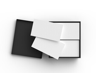 Front and back view business card template in a special box,
Cotton paper blank business card mockup