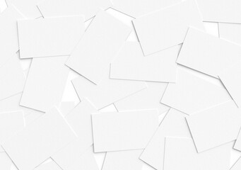 Randomly distributed blank white business cards.
Cotton paper blank business card mockup