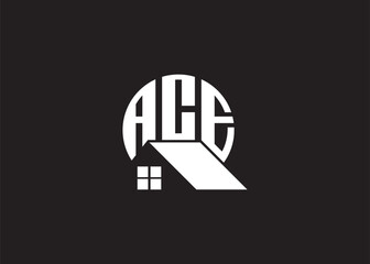 Real Estate Letter ACE Monogram Vector Logo.Home Or Building Shape ACE Logo