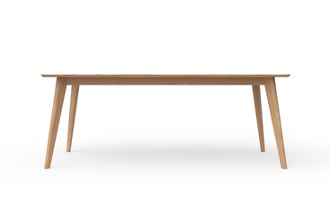 Wooden desk on white background.
Front view modern wooden table