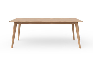 Wooden desk on white background.
Front view modern wooden table