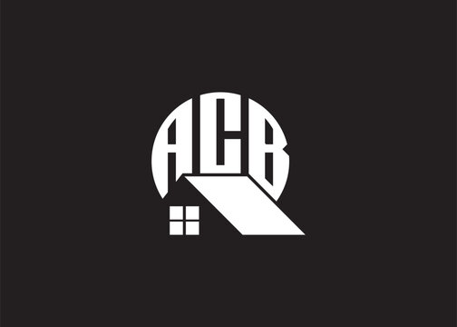 Real Estate Letter ACB Monogram Vector Logo.Home Or Building Shape ACB Logo