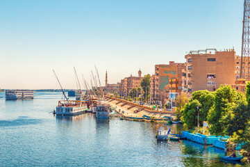 View of the Esna embankment from the Nile River.