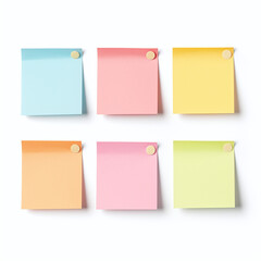 Note papers on white background. Business reminders, messages, graphic element.