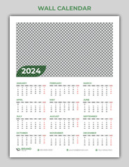Modern Wall Calendar Vector Template for New Year 2024