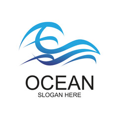 Ocean logo design simple concept Premium Vector