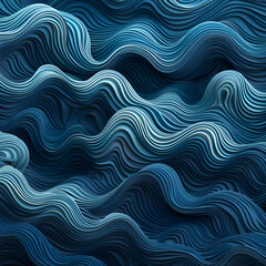 Obraz premium Blue and dark blue waves neural background. High-resolution