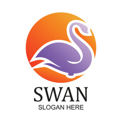 Obraz premium Swan logo design simple concept Premium Vector