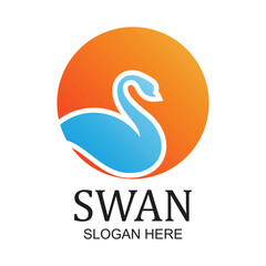 Swan logo design simple concept Premium Vector