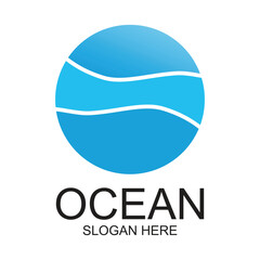 Ocean logo design simple concept Premium Vector