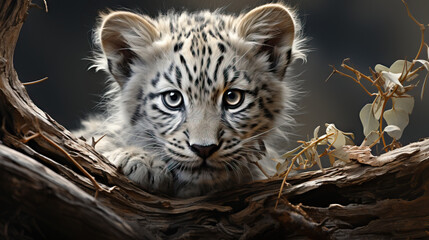 Obraz premium Young Tiger Cub Portrait: Graceful Majesty in the Wild