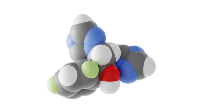 fluconazole molecule, azoles, molecular structure, isolated 3d model van der Waals