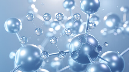 perfluoropropanesulfonic acid molecular structure 3d, flat model, pfprs, structural chemical formula view from a microscope