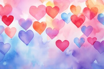 colorful hearts texture on blue background