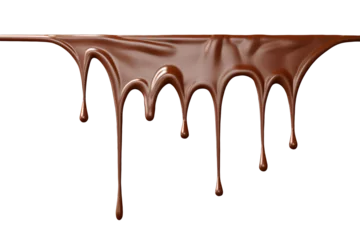 Keuken spatwand met foto Chocolate milk splash isolated on transparency background, nutrition liquid fluid element flowing wave explode, dripping brown choco with drops © WAN_ASSET