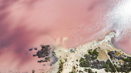 Salt lake in pink color.
