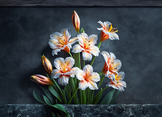 bouquet of tulips on texture background