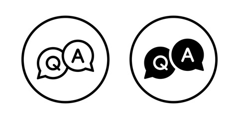 Question and answer icon vector on circle line
