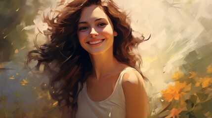 Portrait of a smiling brunette woman