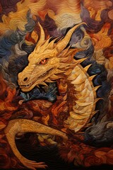 Dragon quilting fabric texture tapestry