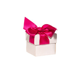 White gift box with a red bow