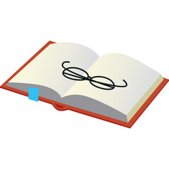 Glasses on open book vector education icon
