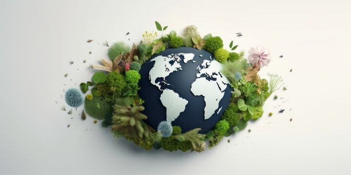 Earth day concept on white background, World environment day. Generative AI