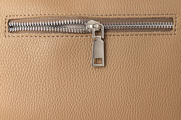 Leather bag and zipper as texture background - obrazy, fototapety, plakaty