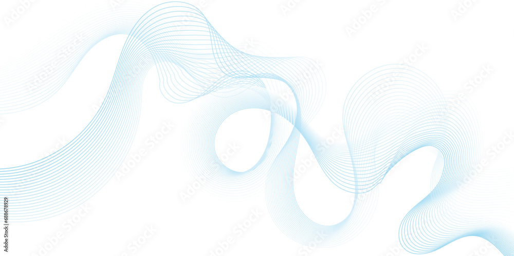 Poster Abstract blue wave element isolated on white, vector file .Abstract colorful wave element for design. Digital frequency track equalizer. Stylized line art background.Vector illustration.