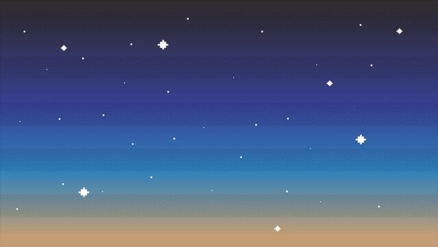 Sky with stars.background in pixel art. 