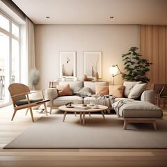  living room Interior design scandinavian style in warm 