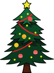Fototapeta premium green Christmas tree with shining stars