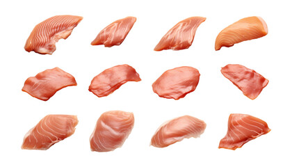 set of meat isolated on transparent background cutout
