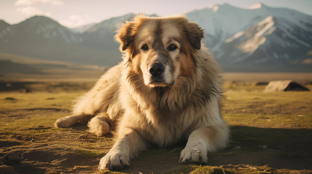 Central Asian Shepherd Dog (AKA Alabay, Alabai, Boribasar, Tobet, Chuponi, Volkodav), AI Generated