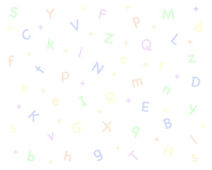 Vector colored background with letters of the alphabet. Colored pastel letters of the alphabet. Vector graphics.