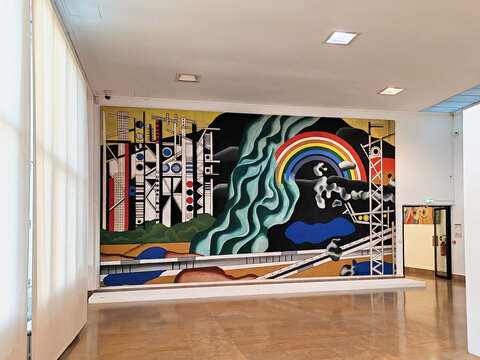 Biot, France - December 4, 2023: Painting by Fernand Leger in his national museum in Biot, southern France