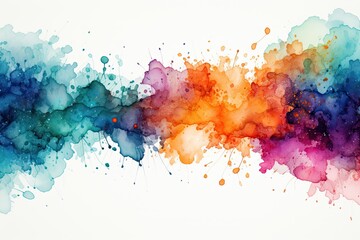 Colorful Watercolor Splashes Background.  Abstract Art with Textured Grunge Elements on Paper
