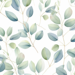 Pattern background plant foliage illustration wallpaper seamless spring leaves garden summer watercolor nature