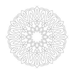 Common black floral mandala Coloring Book Vector Design