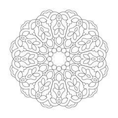 Common Ornamental Flower mandala colouring book design Vector