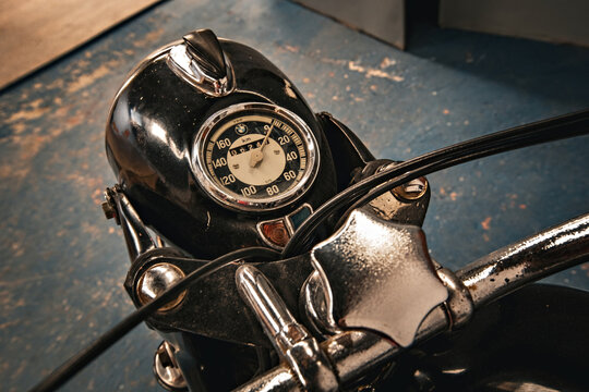 Old vintage motorcycle gauge speedometer