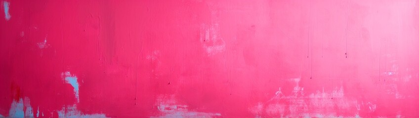 A roller brush saturated with vivid pink paint is seen mid-stroke on a wall, leaving an expansive blank area for copy on the right.
